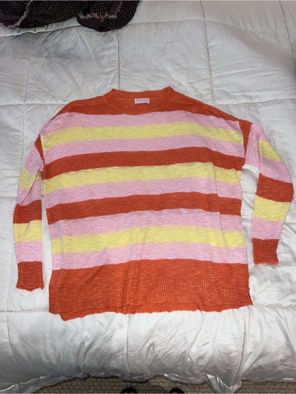 Pink lily striped sweater